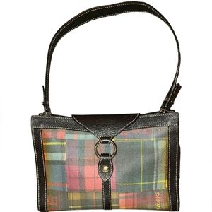 Dooney & Bourke Patched Plaid Ring Flap Shoulder Bag
